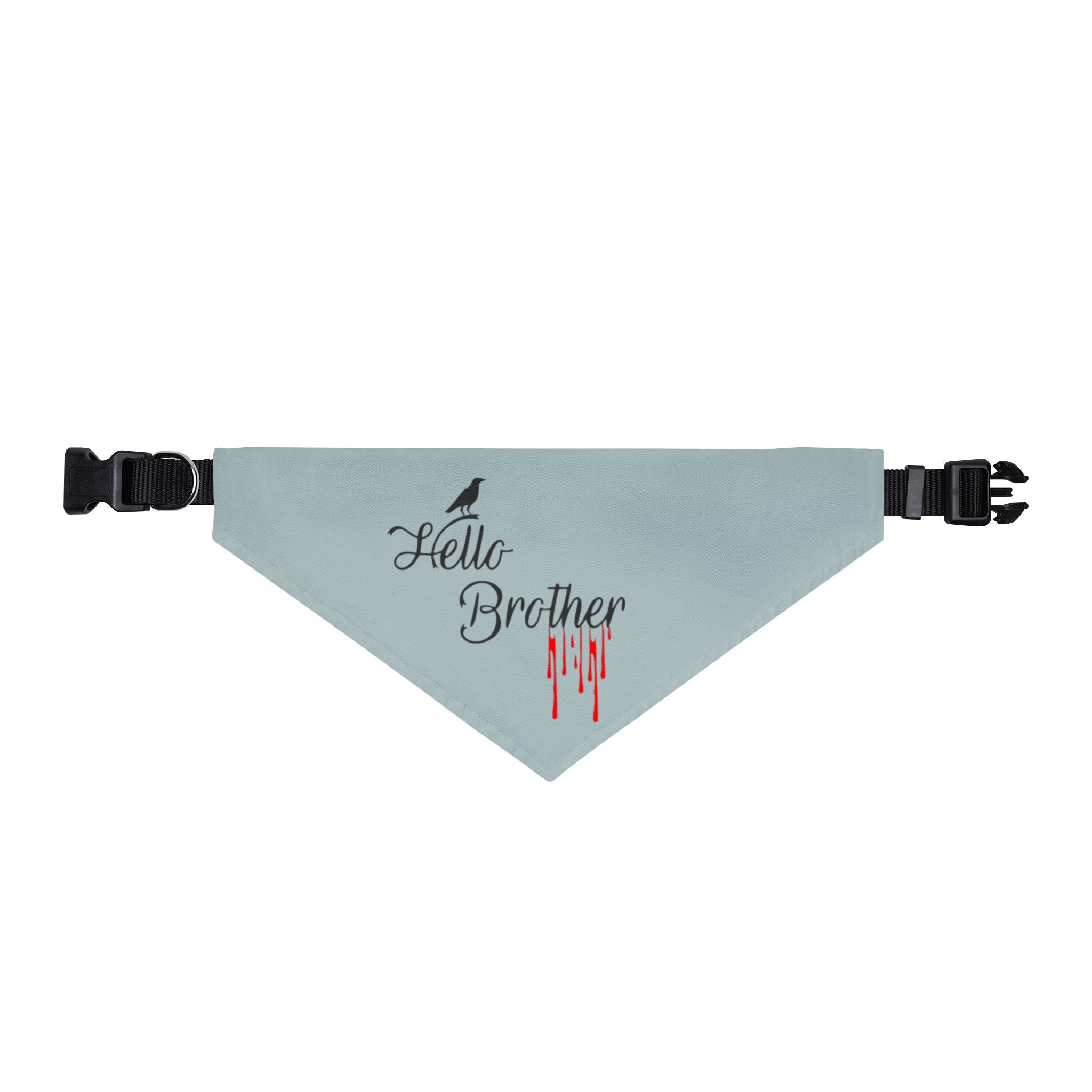Clip-On Pet Bandana — “Hello Brother” Goth Blood-Drip Collar Accessory