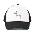 Human Trucker Cap "Hello Brother" Gothic Script with Drip Accent