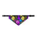 Clip-On Pet Bandana — Neon Smiley Planets Pattern