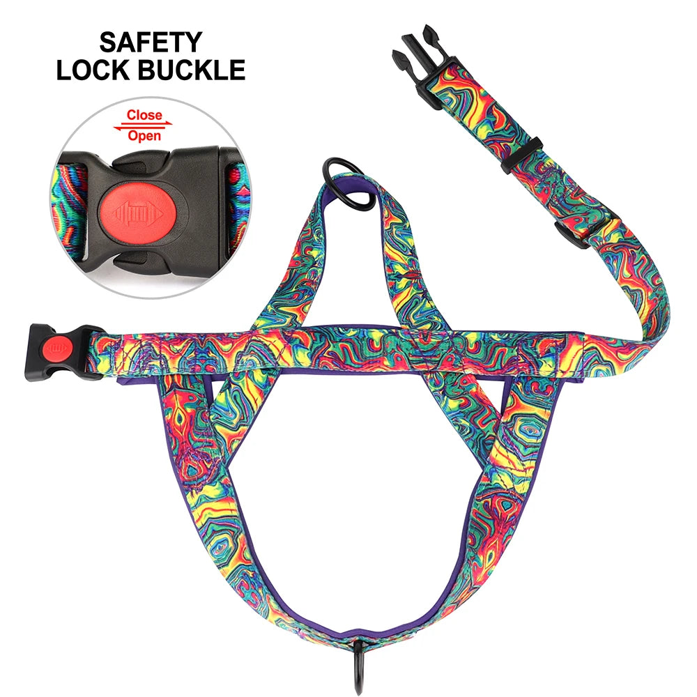 Dog Harness With Handle No Pull Dogs Vest Colorfull Print