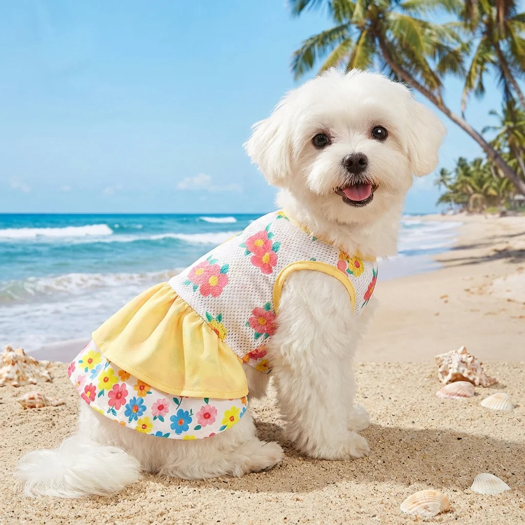 Pet Dog Dress, Double-Layer Breathable Dog Skirt Apparel Outfit
