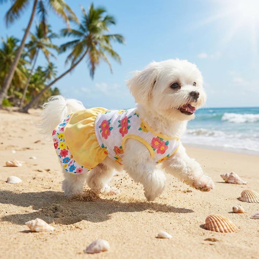 Pet Dog Dress, Double-Layer Breathable Dog Skirt Apparel Outfit