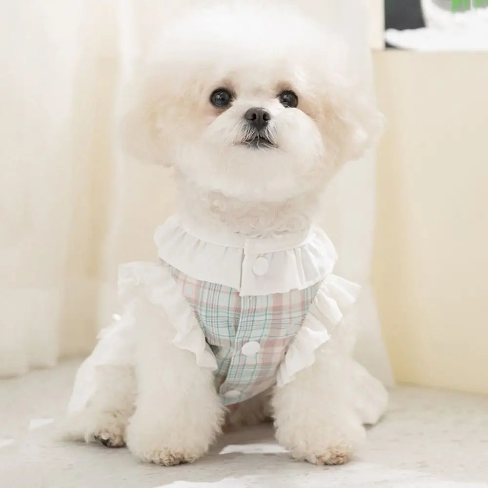 Puppy Outfit Fashion Plaid Pet Dress