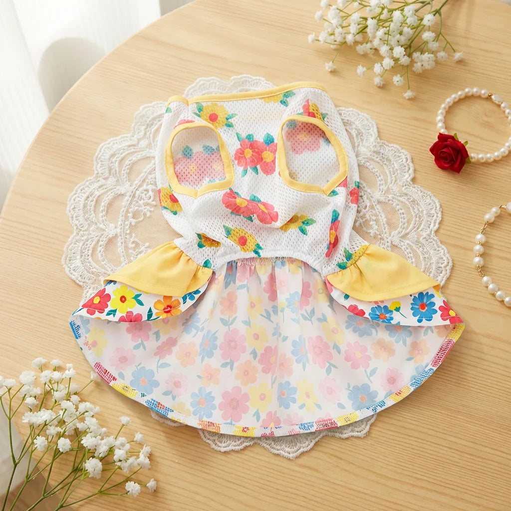 Pet Dog Dress, Double-Layer Breathable Dog Skirt Apparel Outfit