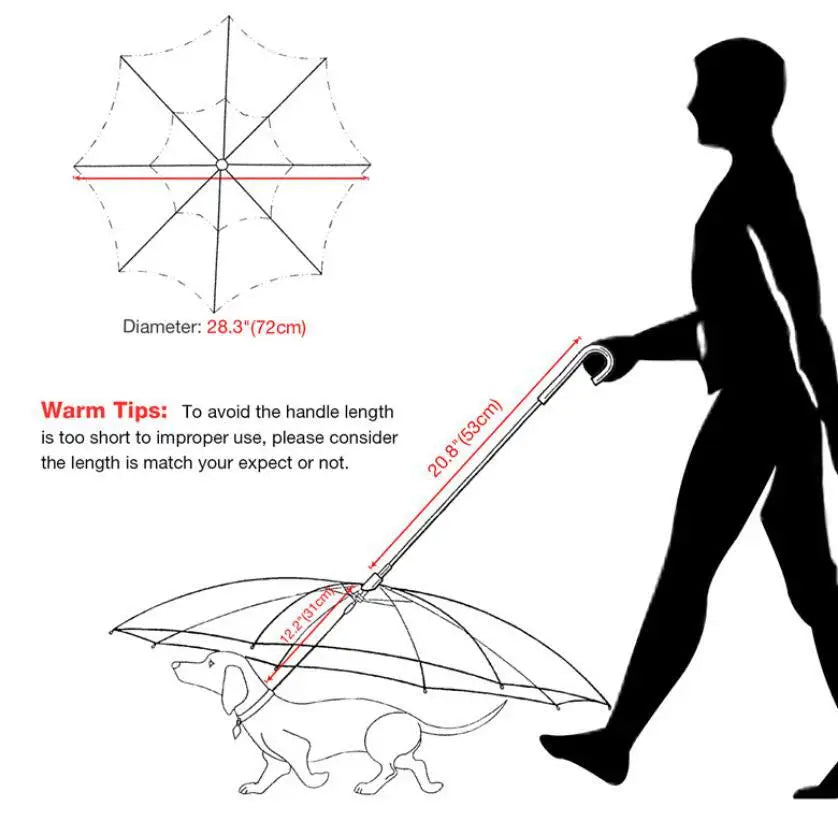 Multi functional pet leash transparent dog umbrella