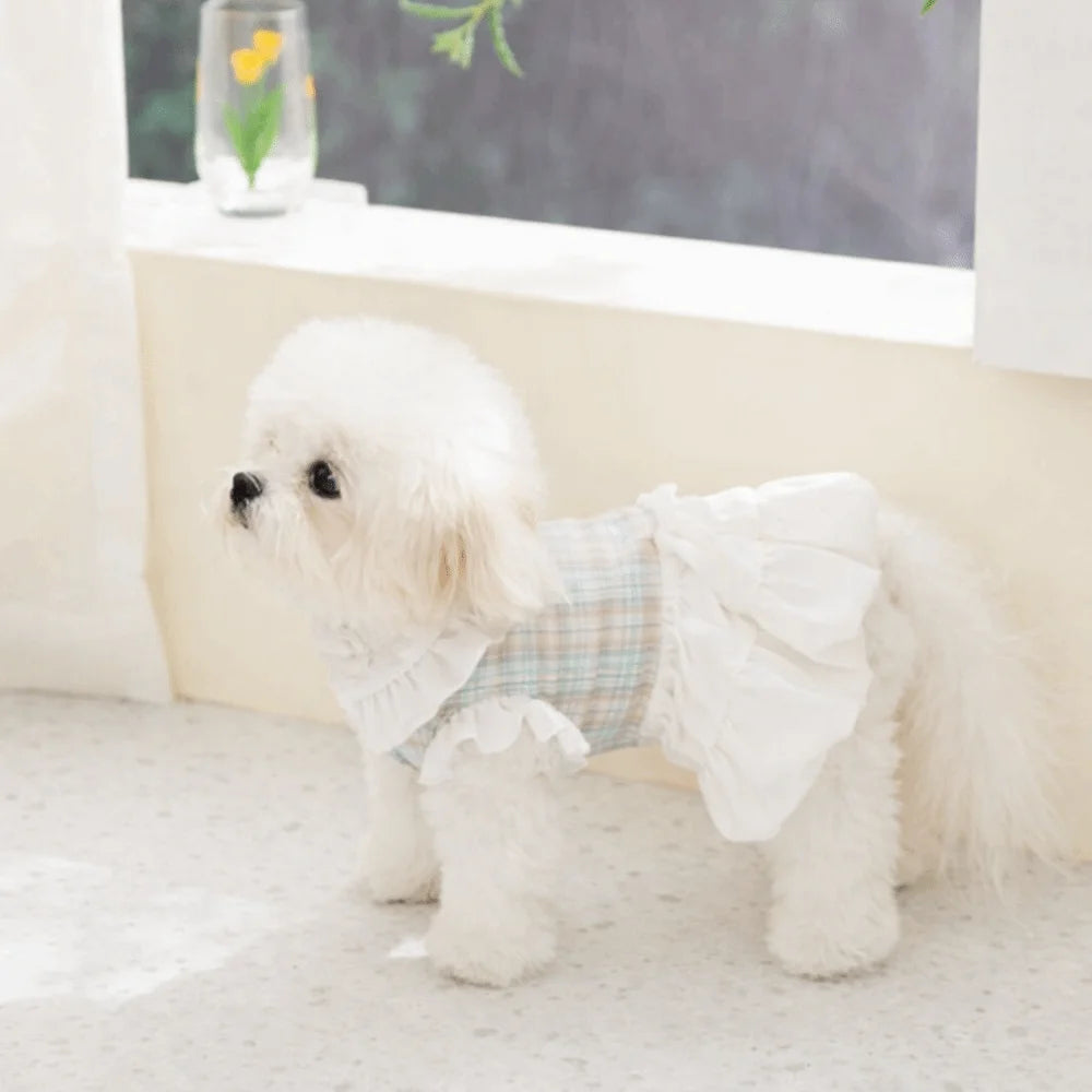 Puppy Outfit Fashion Plaid Pet Dress
