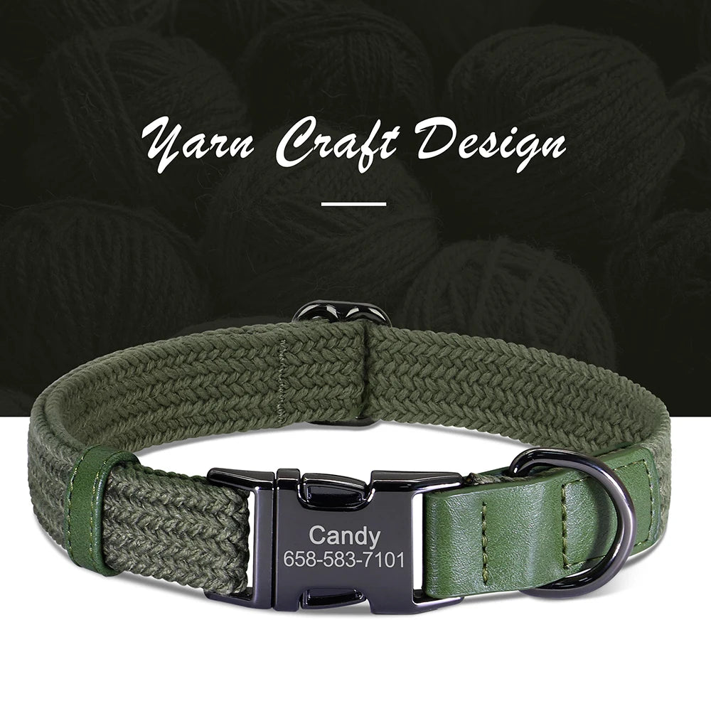Custom Dog Collar Dog Durable Engraved Pet Name Buckle, Adjustable