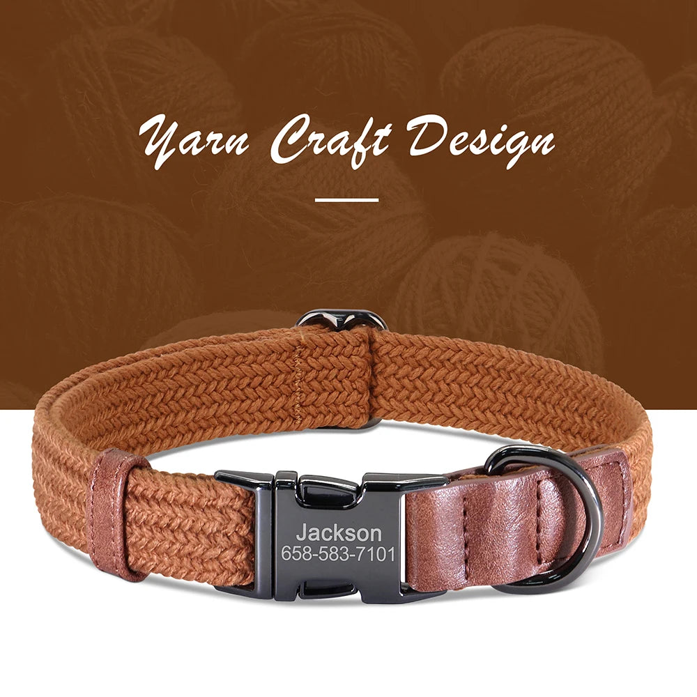 Custom Dog Collar Dog Durable Engraved Pet Name Buckle, Adjustable