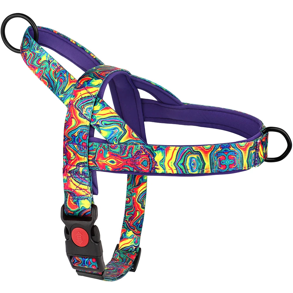 Dog Harness With Handle No Pull Dogs Vest Colorfull Print