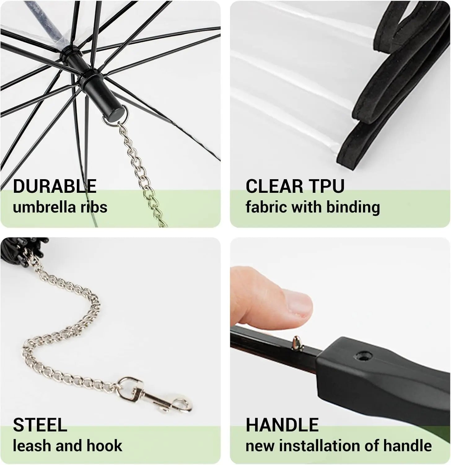 Multi functional pet leash transparent dog umbrella