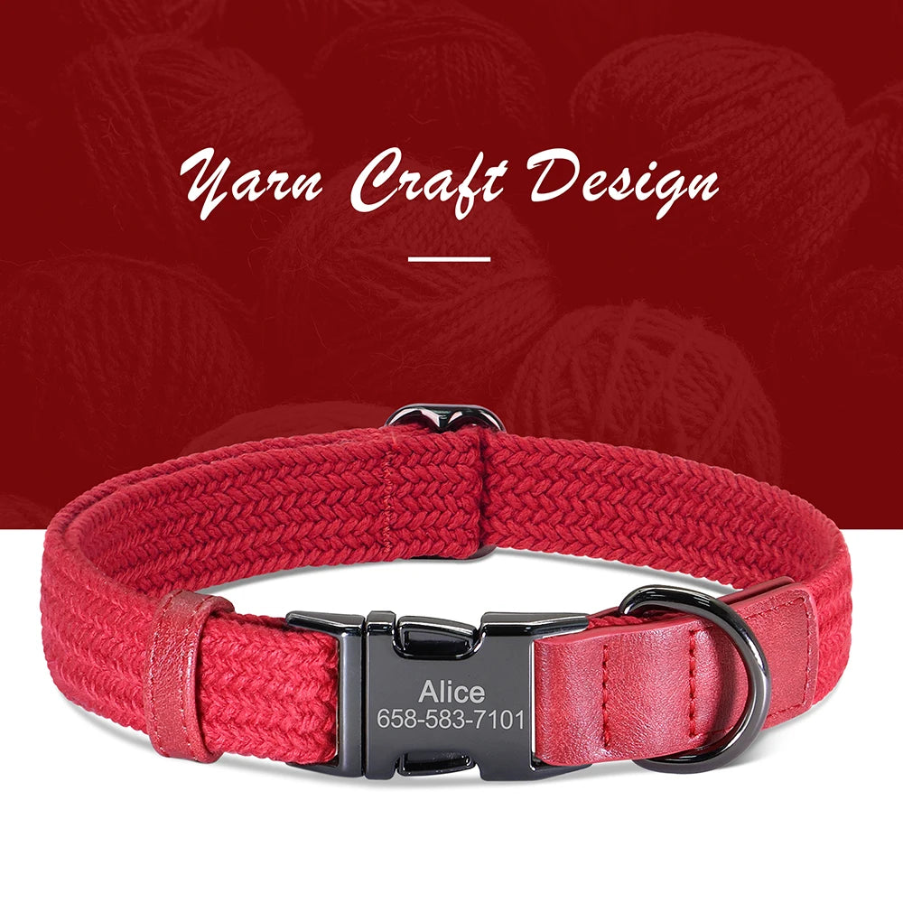 Custom Dog Collar Dog Durable Engraved Pet Name Buckle, Adjustable