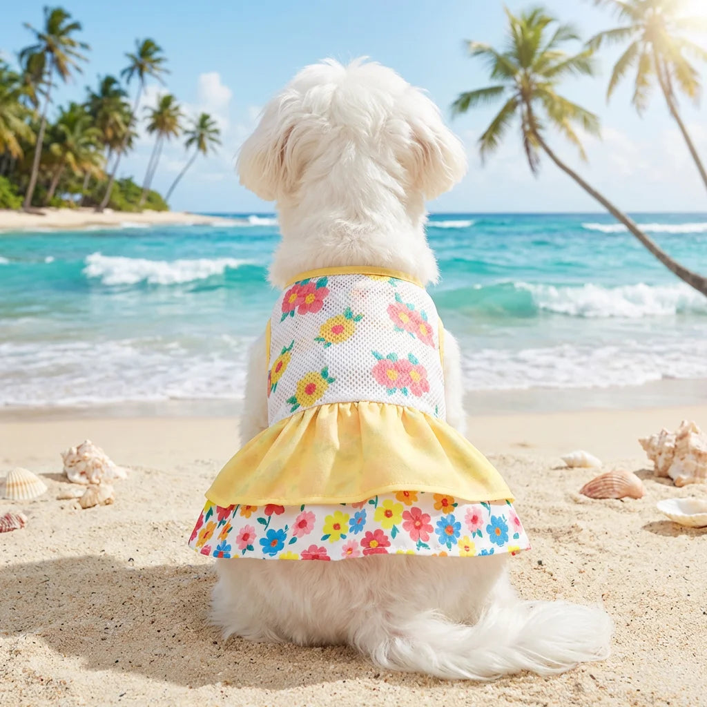 Pet Dog Dress, Double-Layer Breathable Dog Skirt Apparel Outfit